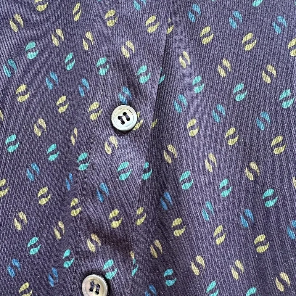 Vintage Ann Taylor Navy Blue Polyester Spandex Button Collar Shirt Size Medium - Image 4