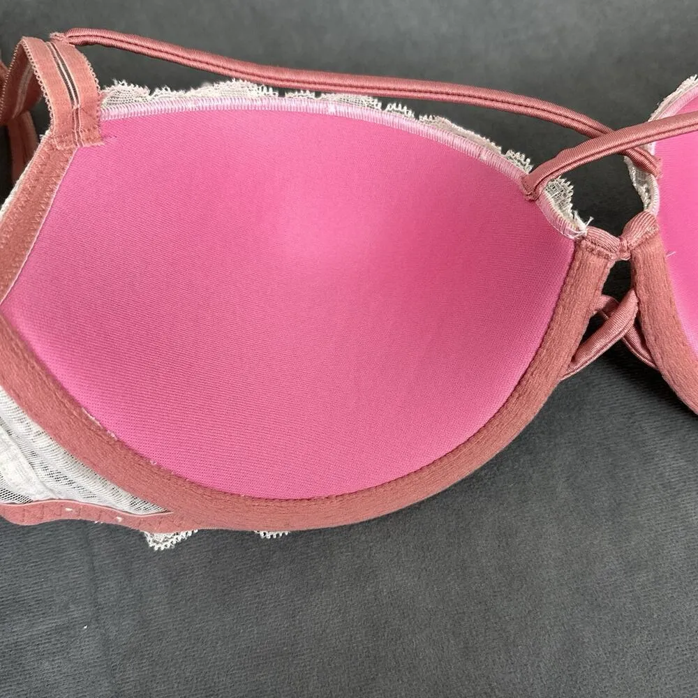 Victoria's Secret Pink Date Push Up Bra Size 34D Padded Underwire Cage Strappy - Image 6