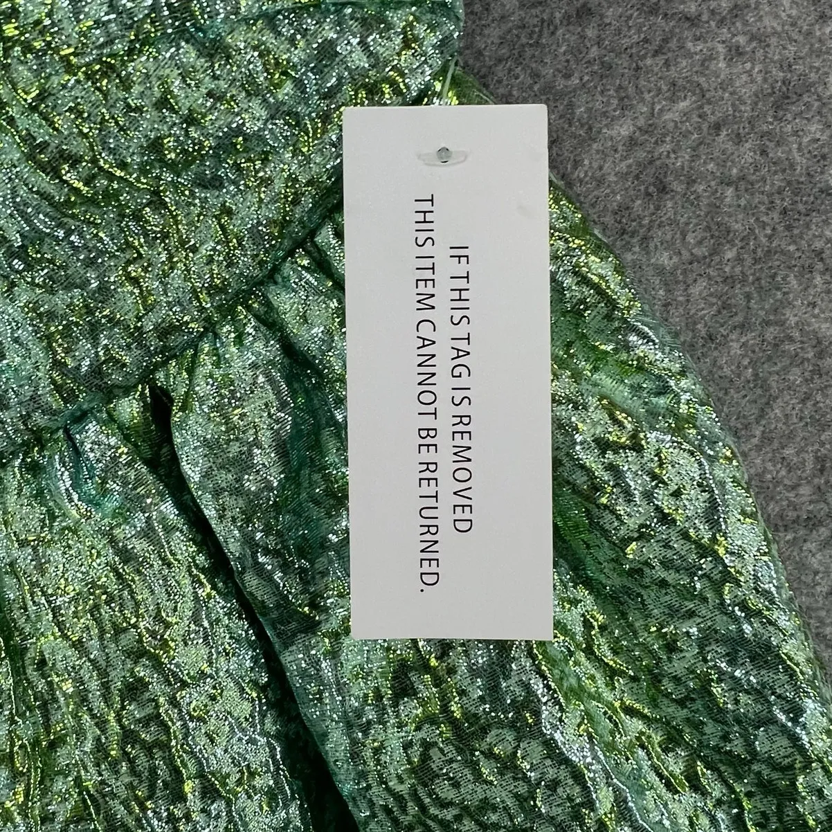 Amylynn Sara Strapless Tiered Mini Dress Green Metallic NWT Womens M Fairycore Size M - Image 14