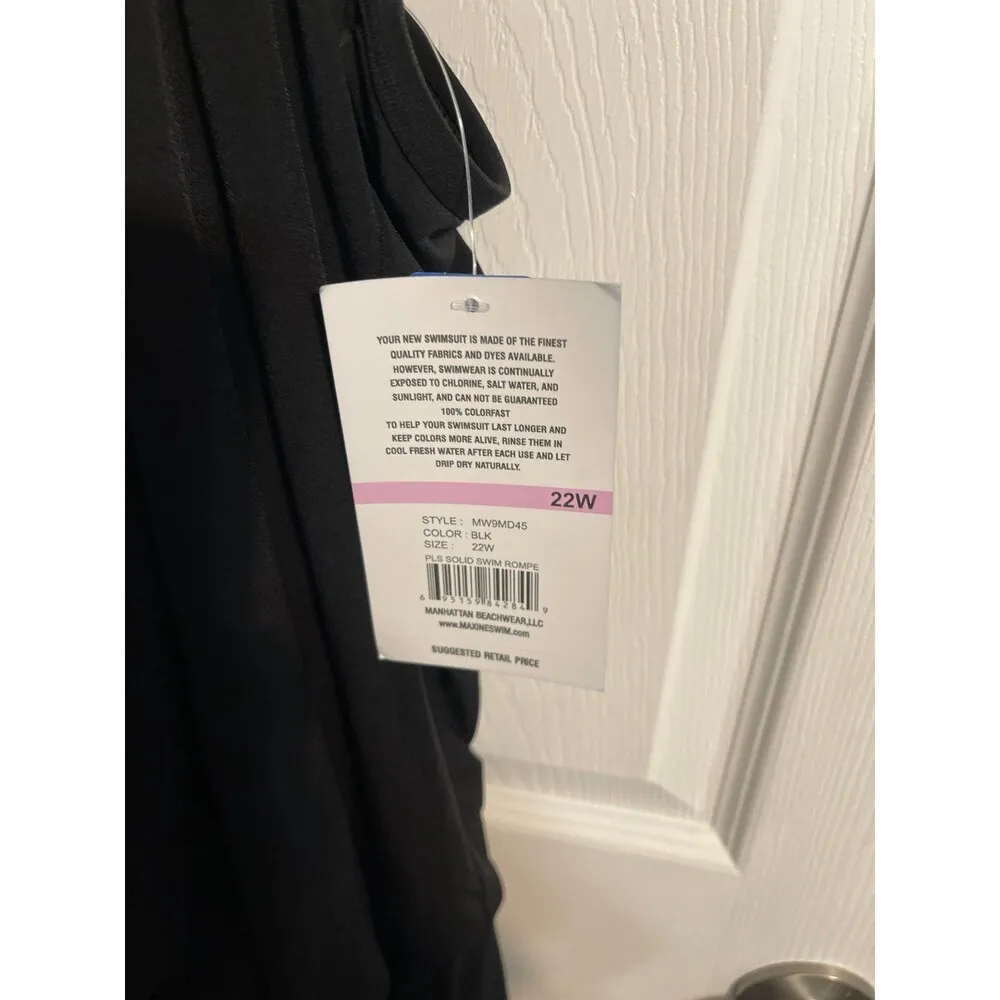 Maxine Of Hollywood Jersey Swim Romper One Piece Swimsuit Size 22W Black New - Image 6