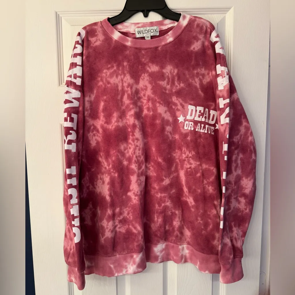 Wildfox Dead or Alive Cash Reward Women’s Tie Dye Pink & Red Sweater Size XS - Image 5