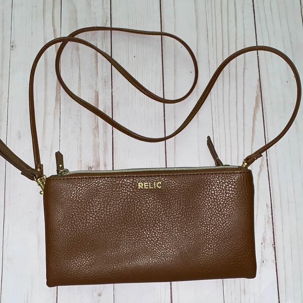 Relic convertible purse wristlet crossbody wallet brown vegan pebbled leather - Image 2