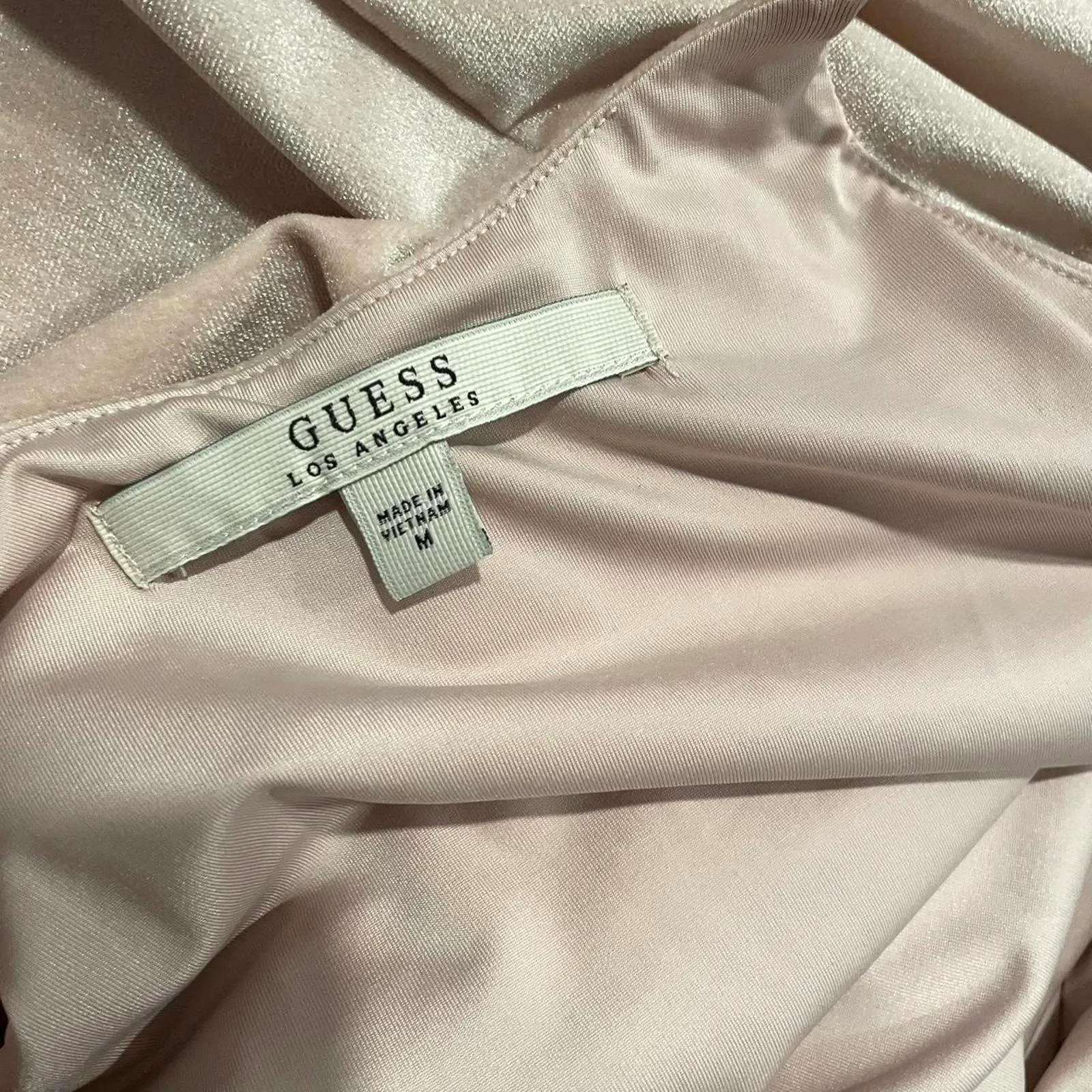 light pink velvet midi dress. guess, size medium - Image 4