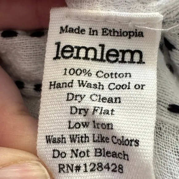 Lemlem Striped Midi Dress Small White Blue Cotton‎ Ruffle Hem Criss Cross Back - Image 10