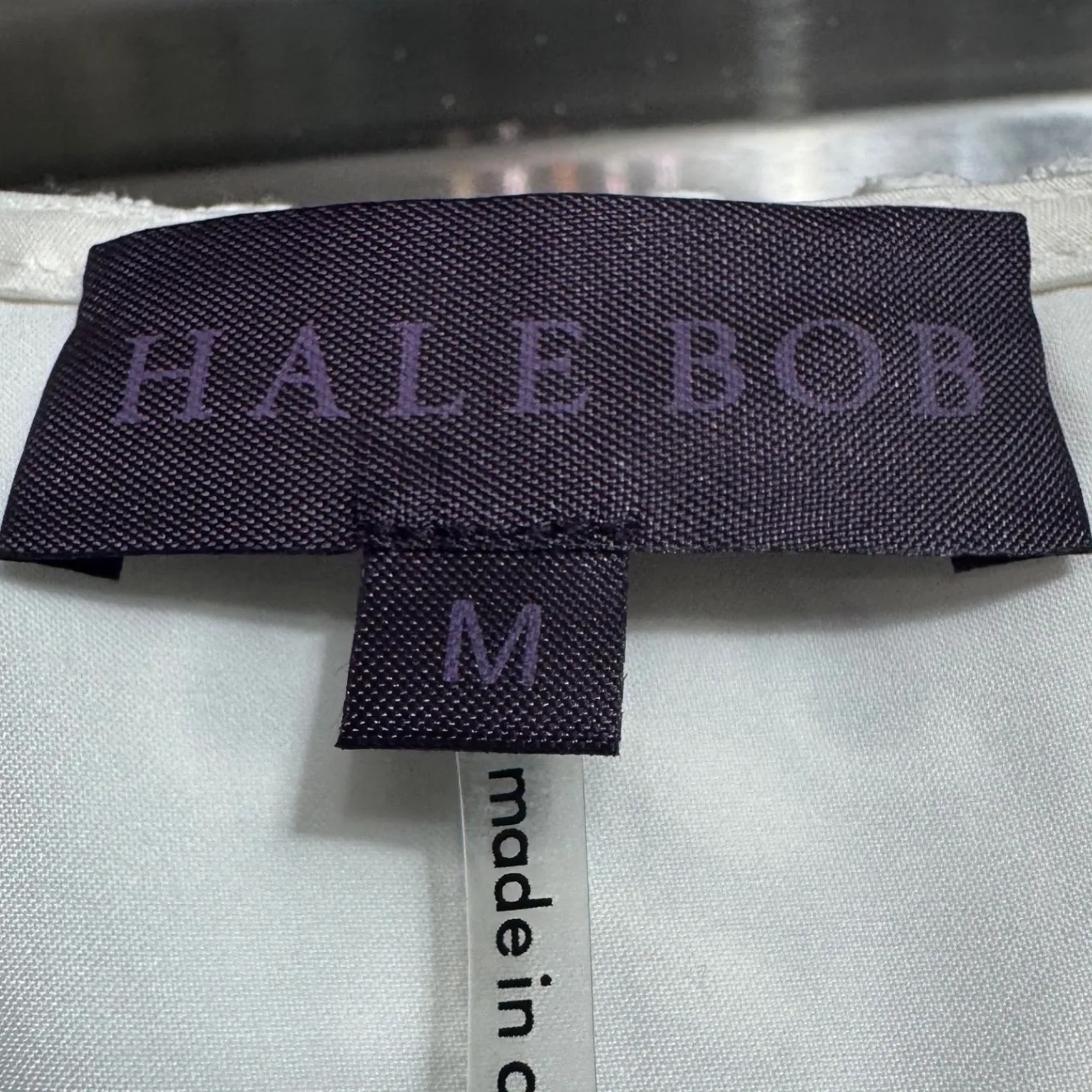 Hale Bob White Eyelet Wrap Dress Flutter Sleeve Ruffle Hem Size Medium‎ - Image 4