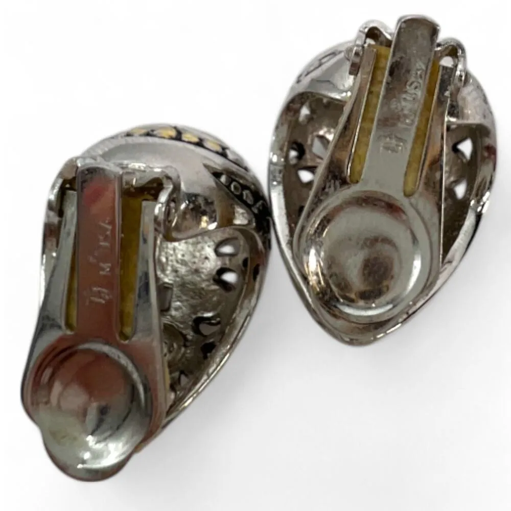 Vintage John Hardy Silver Gold 2 Toned Clip on Earring 925 Silver Earrings Omega - Image 3