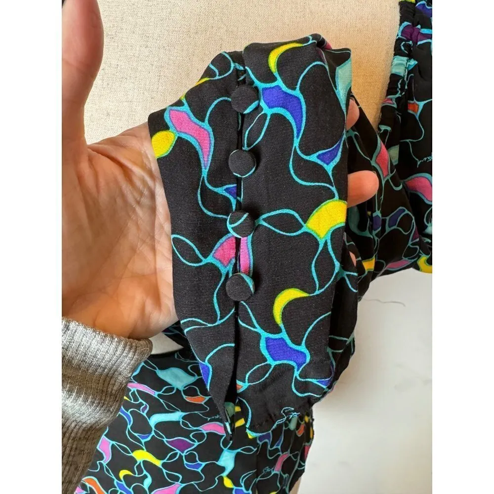 Staud Black Multicolor Print Long Sleeve Sweetheart Neck Josephine‎ Top 12 - Image 9