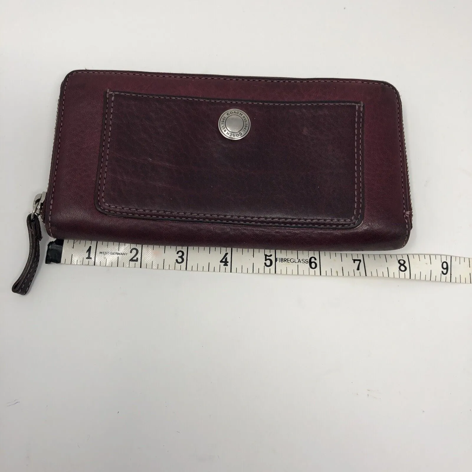 COACH  Zip Around Accordion Pebble Leather Wallet Purple /Burgundy￼ - Image 10