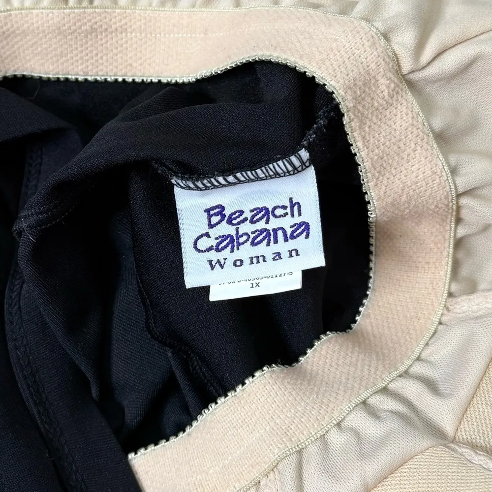 Beach Cabana Swimsuit One Piece Rainbow Stripes Blousy Blouson 14 16 18 1X Black - Image 6