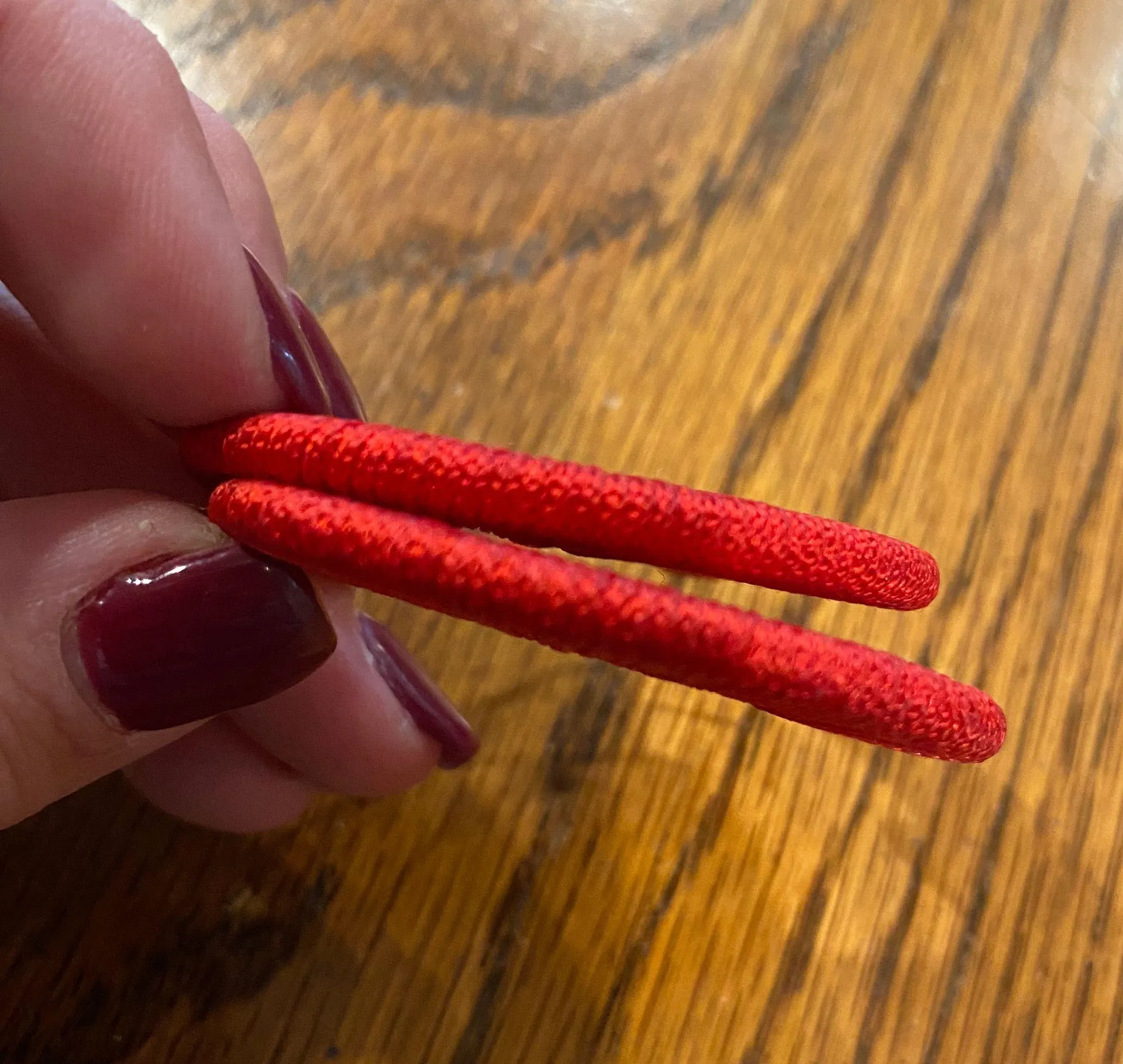 Red Thread Wrapped Hoop Earrings - Image 4