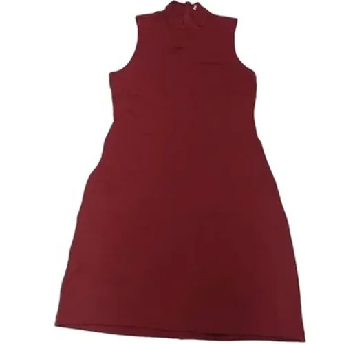 BB Dakota Dress Womens Small Red Bales Sleeveless Mock Neck Sheath - Image 2