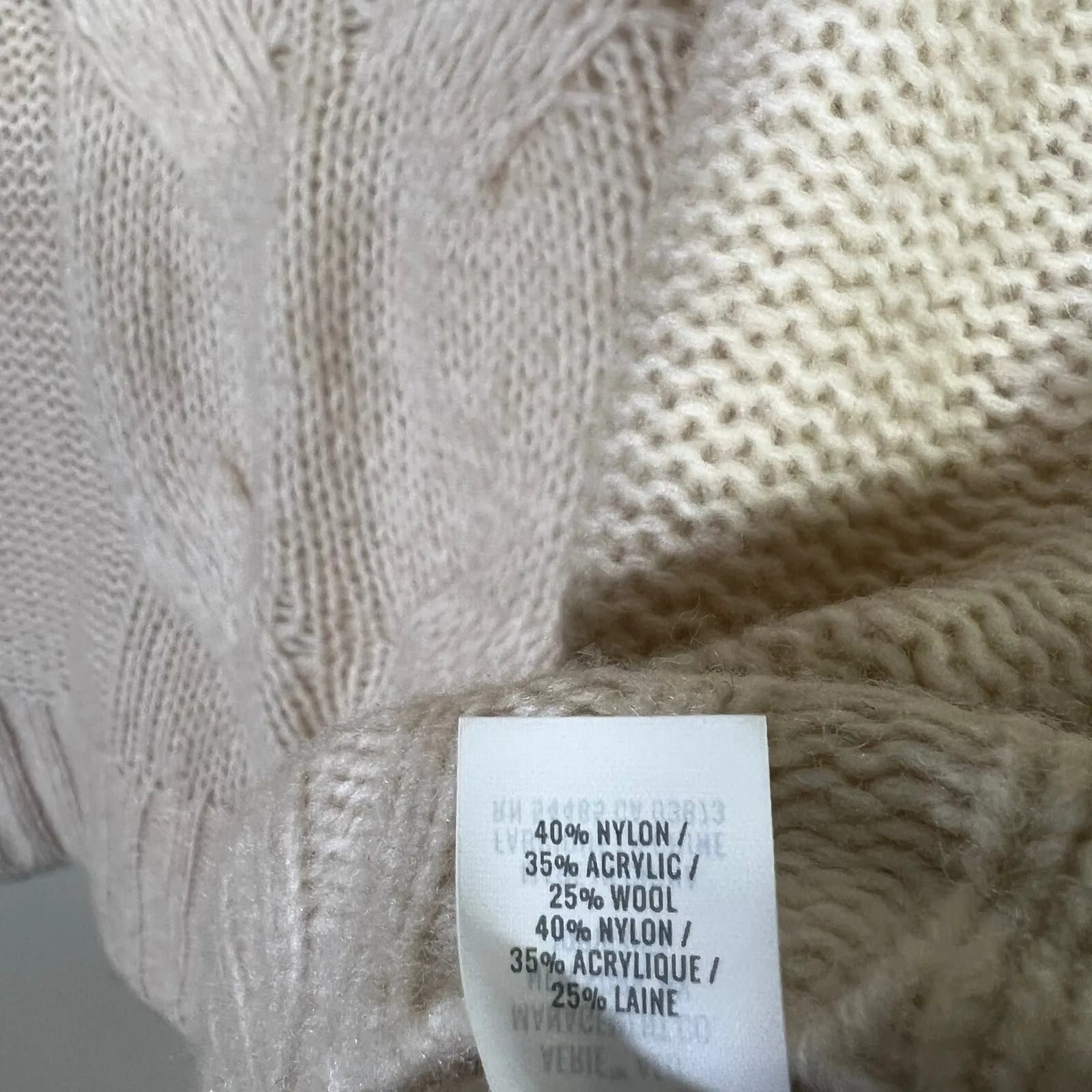 Aerie Oversized Sweater Womens M Cream Cable Knit Slouchy Cozy Boho Soft Girl - Image 6