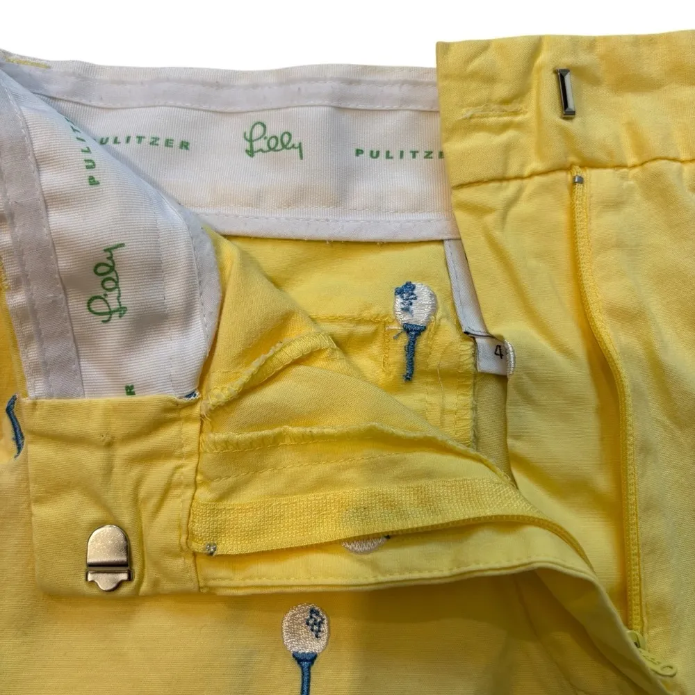 Vintage 90s’s Lilly Pulitzer Golf Tee Embroidered Yellow Shorts, Sz 4 - Image 11