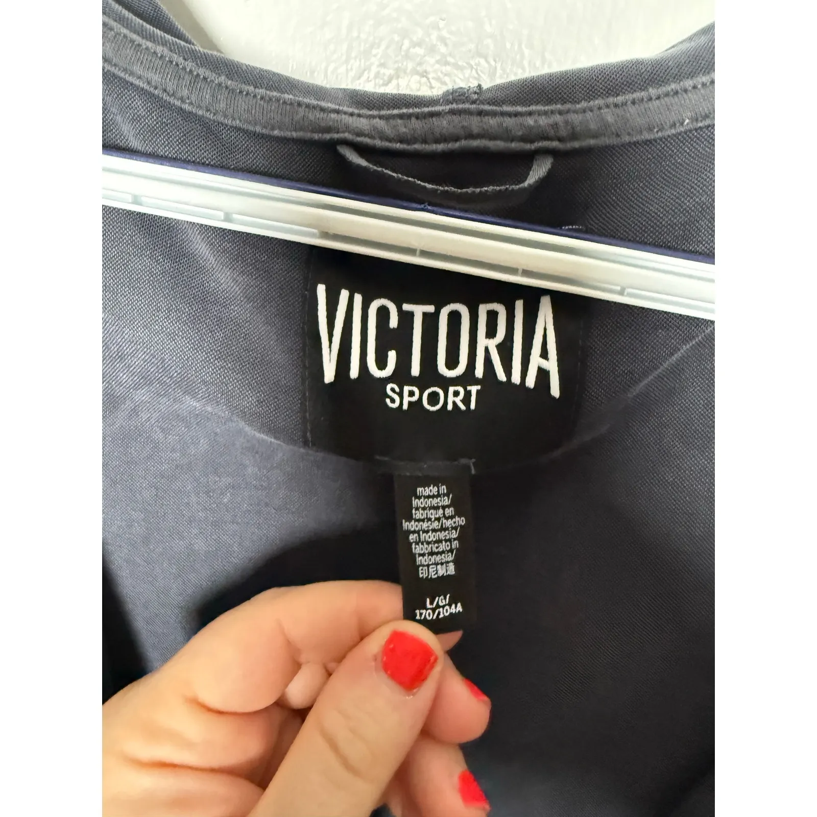 Victoria Sport Gray Wrap Front Hoodie Sweatshirt Balletcore Ballet Women's LG - Image 7