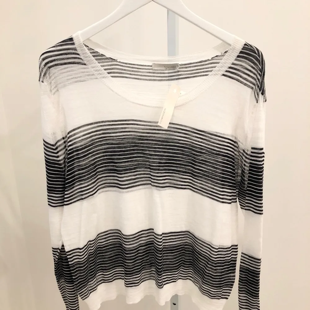 Women’s Zuma Slub-Knit White and Black Striped Sweater M - Image 3