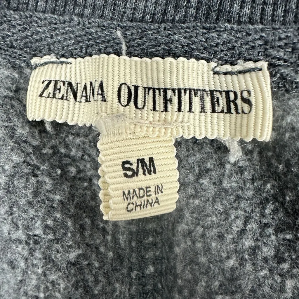 Zenana Outfitters S/M V-Neck Charcoal Gray Sweatshirt With Pockets - Image 4