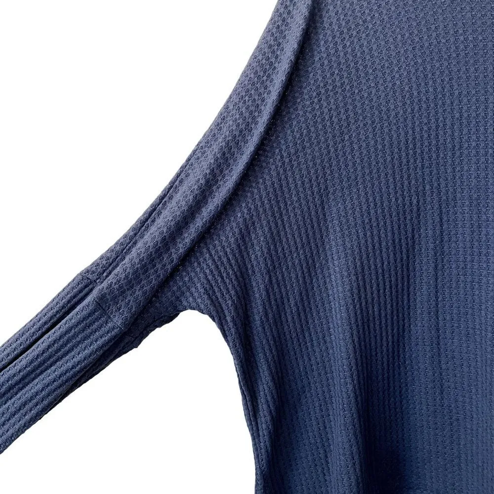 Eggshell blue waffle knit long sleeved crewneck sweater tunic top Size XL - Image 2