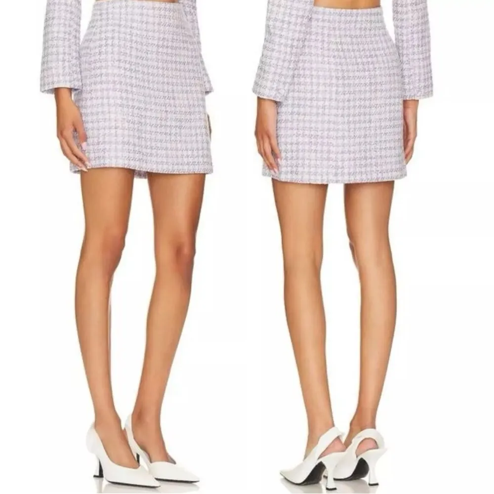 Favorite Daughter Lilac Tweed Houndstooth Mini Skirt Purple Size 10 - Image 2