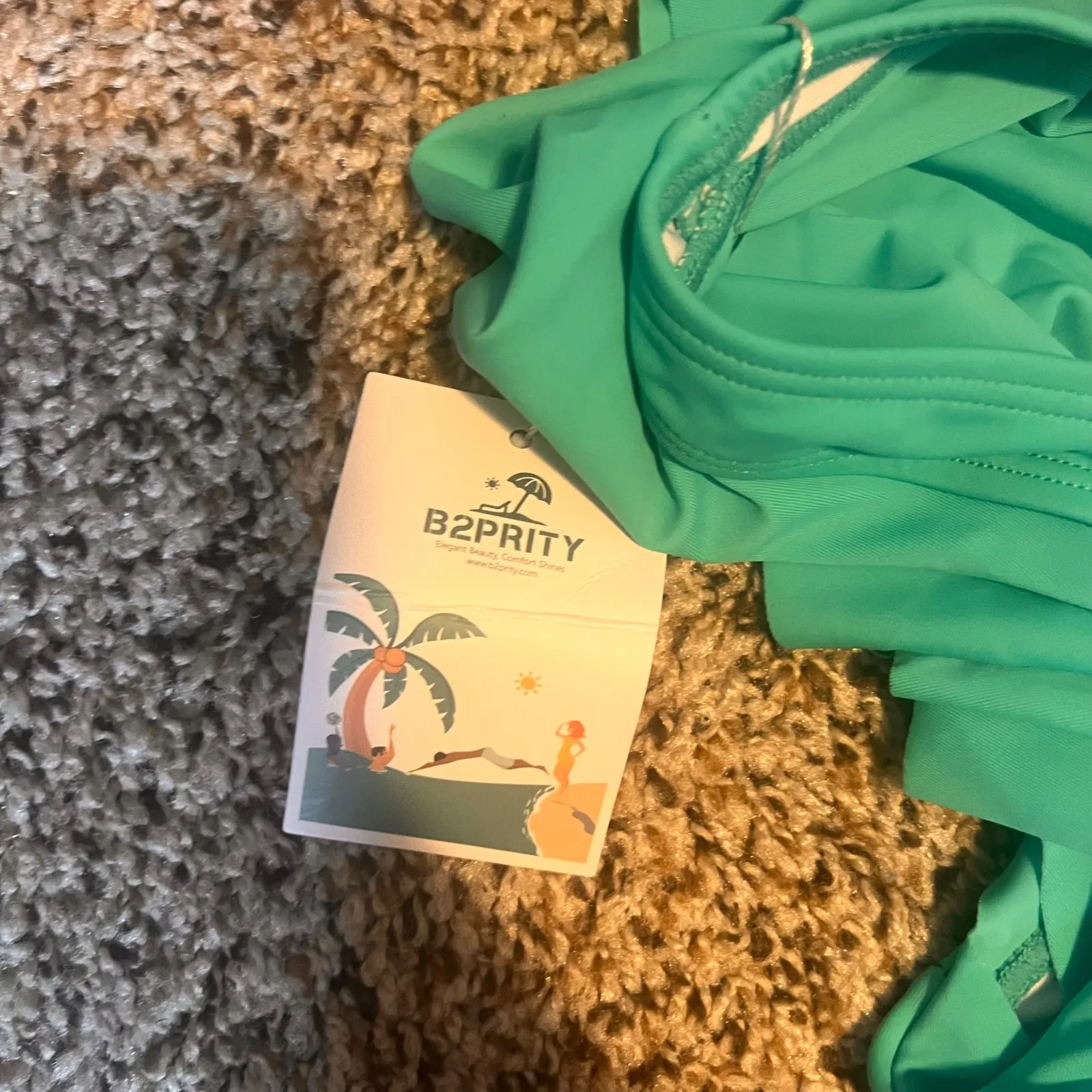 B2Prity‎ Green Swimsuit XL One Piece Ruffle Sleeve Cut Out Bathing Suit - Image 3