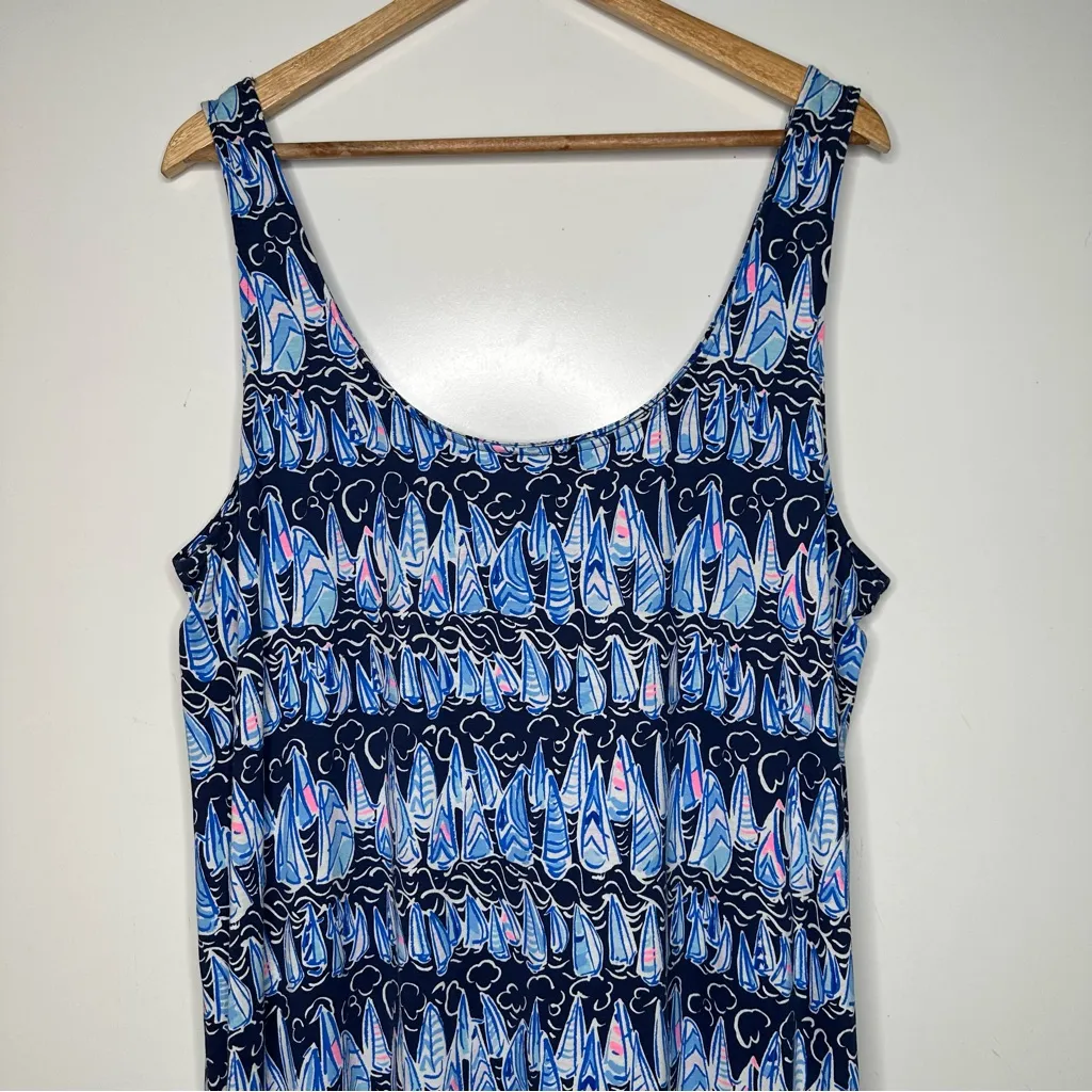 Lilly Pulitzer Martins Sail Boat Midi Maxi Pima Cotton Tank Dress Size XL - Image 9