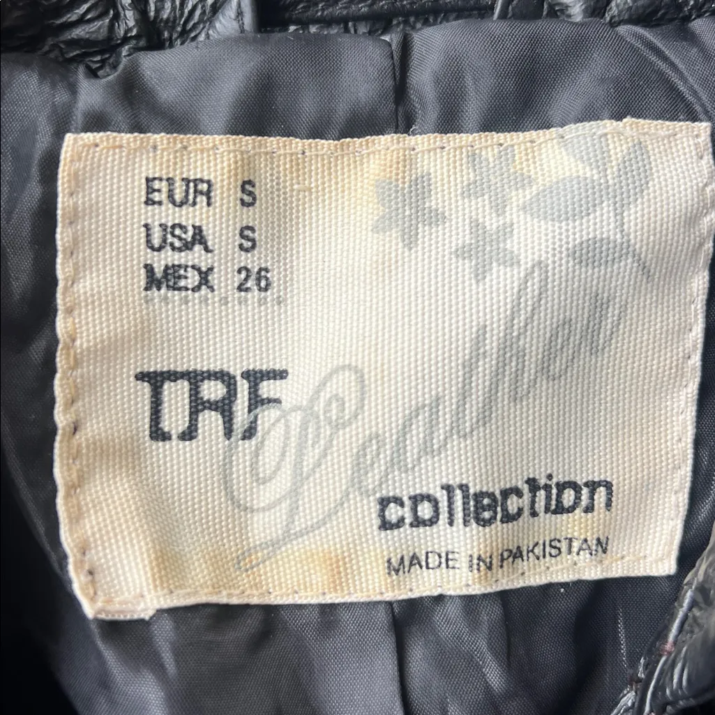 Zara TRF Women’s Cropped Leather Moto Bikercore Button Jacket Sz Small 💙 - Image 2