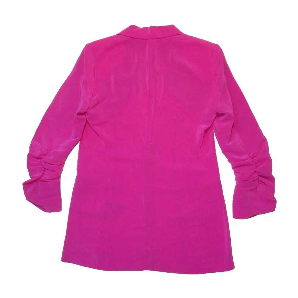 NWT Elizabeth & James Heather Blazer in Fuchsia Pink Ruched Sleeve Crepe  4 $495 - Image 11