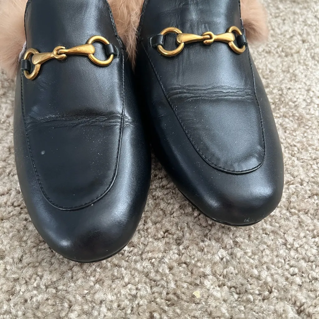 BaShafanni fur lined horsebit mules 39 Black Size 8.5 - Image 11