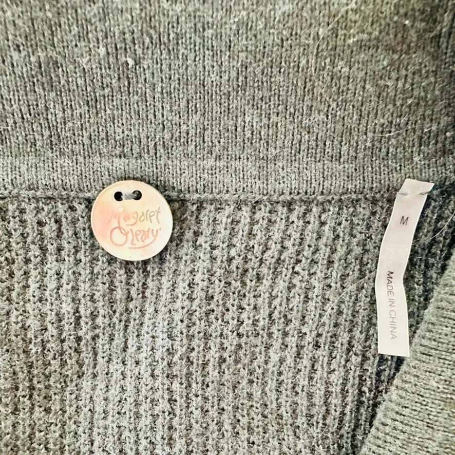 Margaret O'Leary Waffle Shacket Forest Green Medium 5 Button Cotton Sweater - Image 5