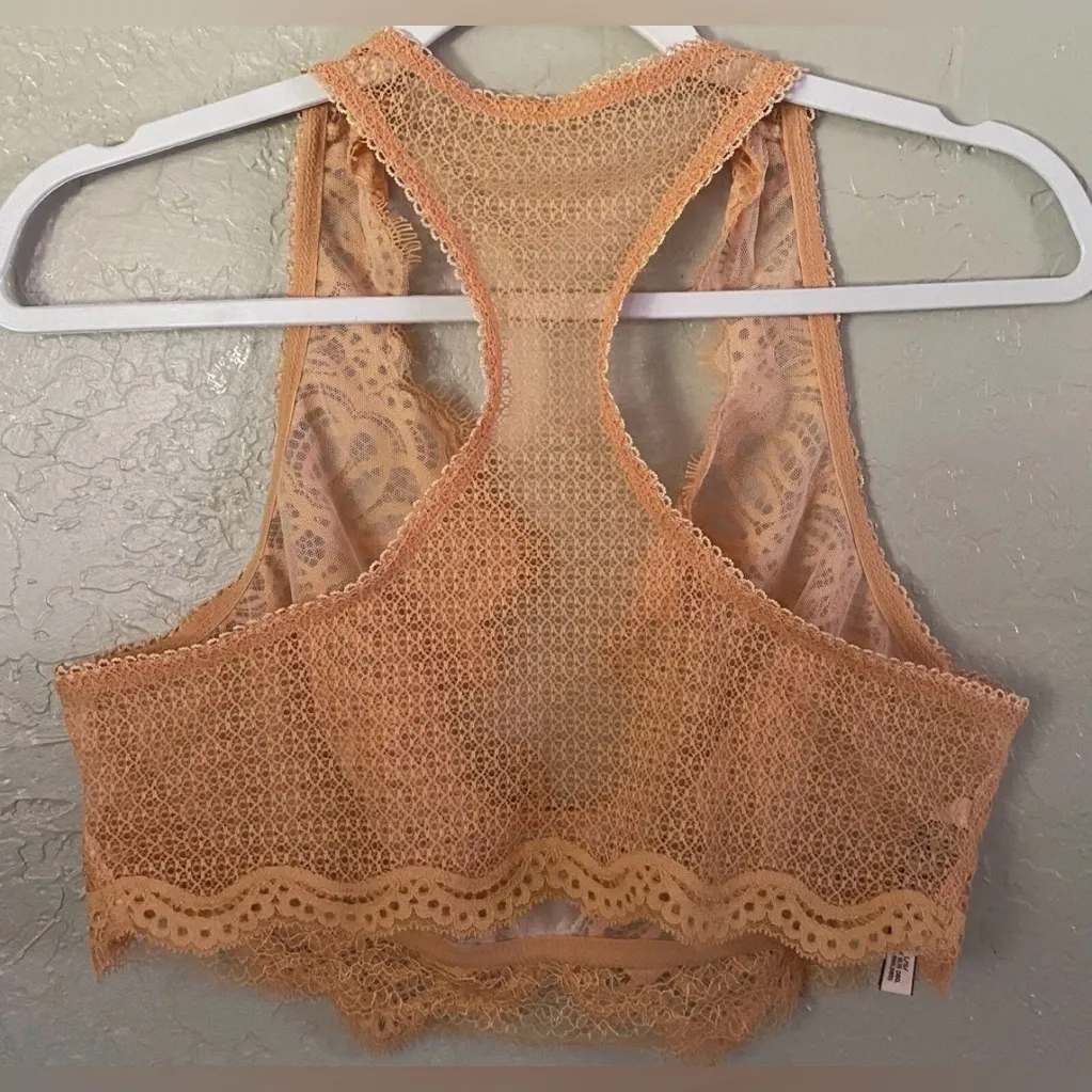 New VICTORIA'S SECRET Orange Lacey Bralette Bra Size L - Image 9