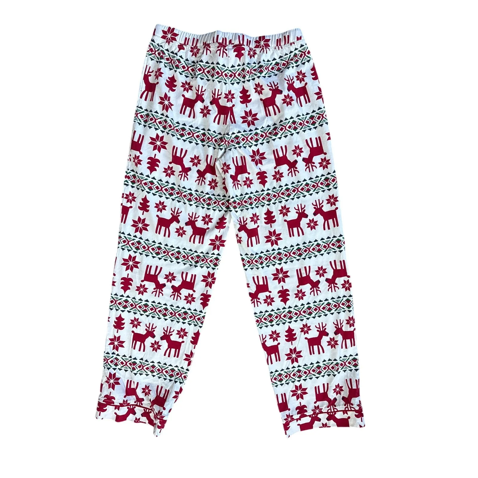 Hanna Andersson Reindeer Print Jersey Cotton Pajama Pants Size Small Red - Image 3