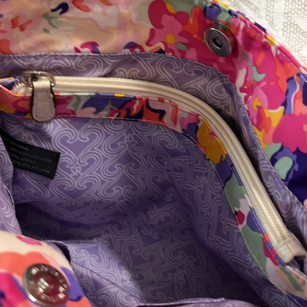 Sienna Ricchi Stella Shopper‎ Floral Medley Fabric Print Cream Moc Croc Trim Pink - Image 12