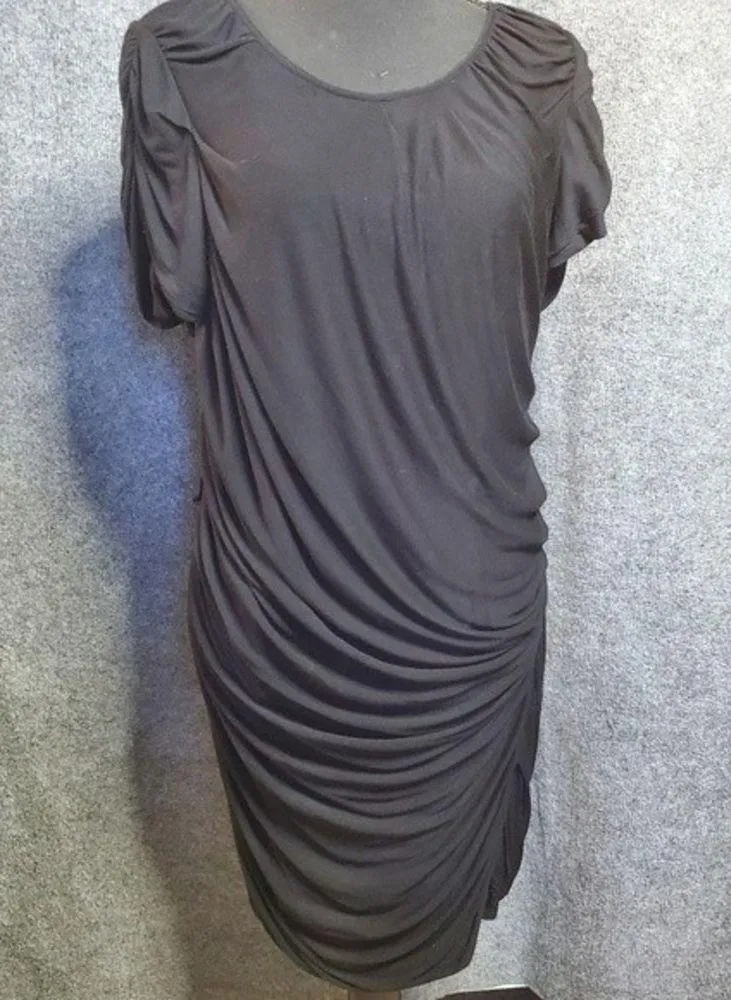 DVF Diane Von Furstenberg black ruched drape EROSA silk sz 10 - Image 6