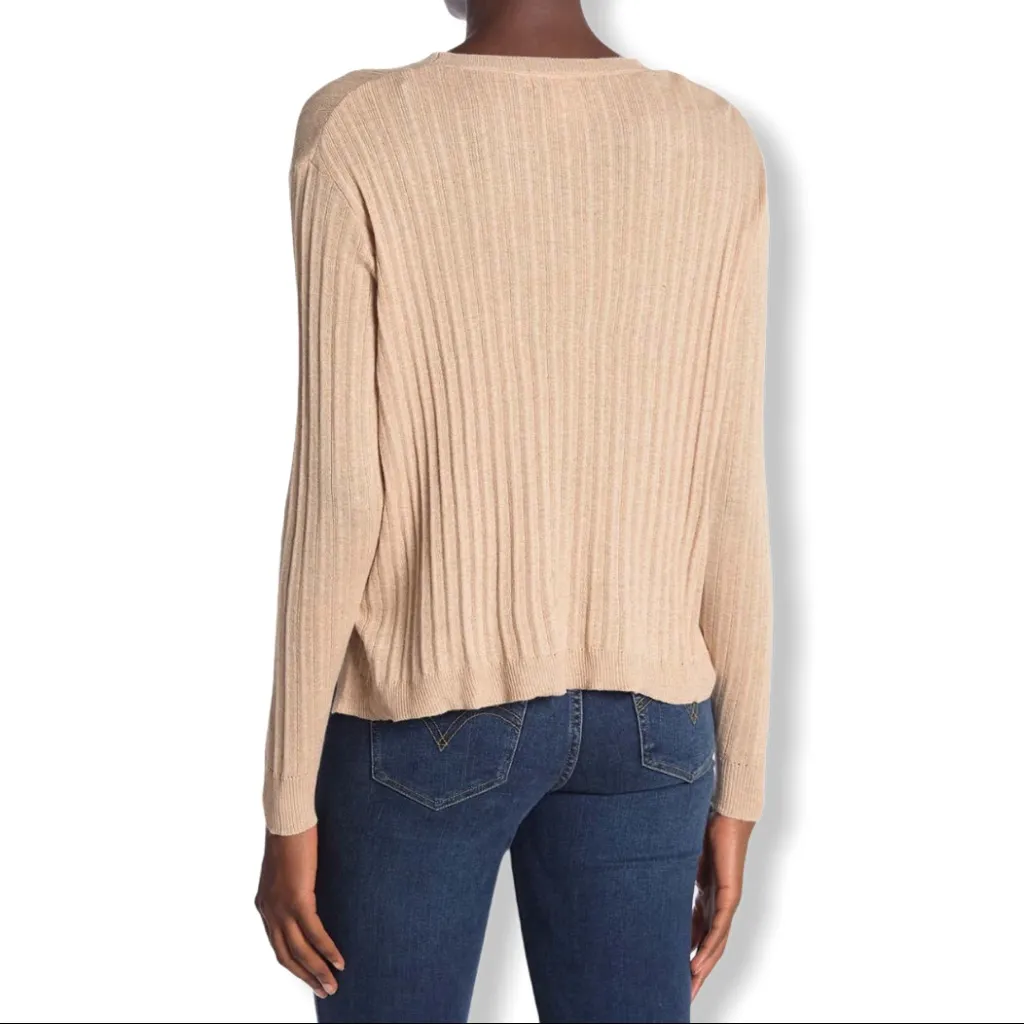 Cotton Emporium tan side‎ button crew neck sweater - Image 2
