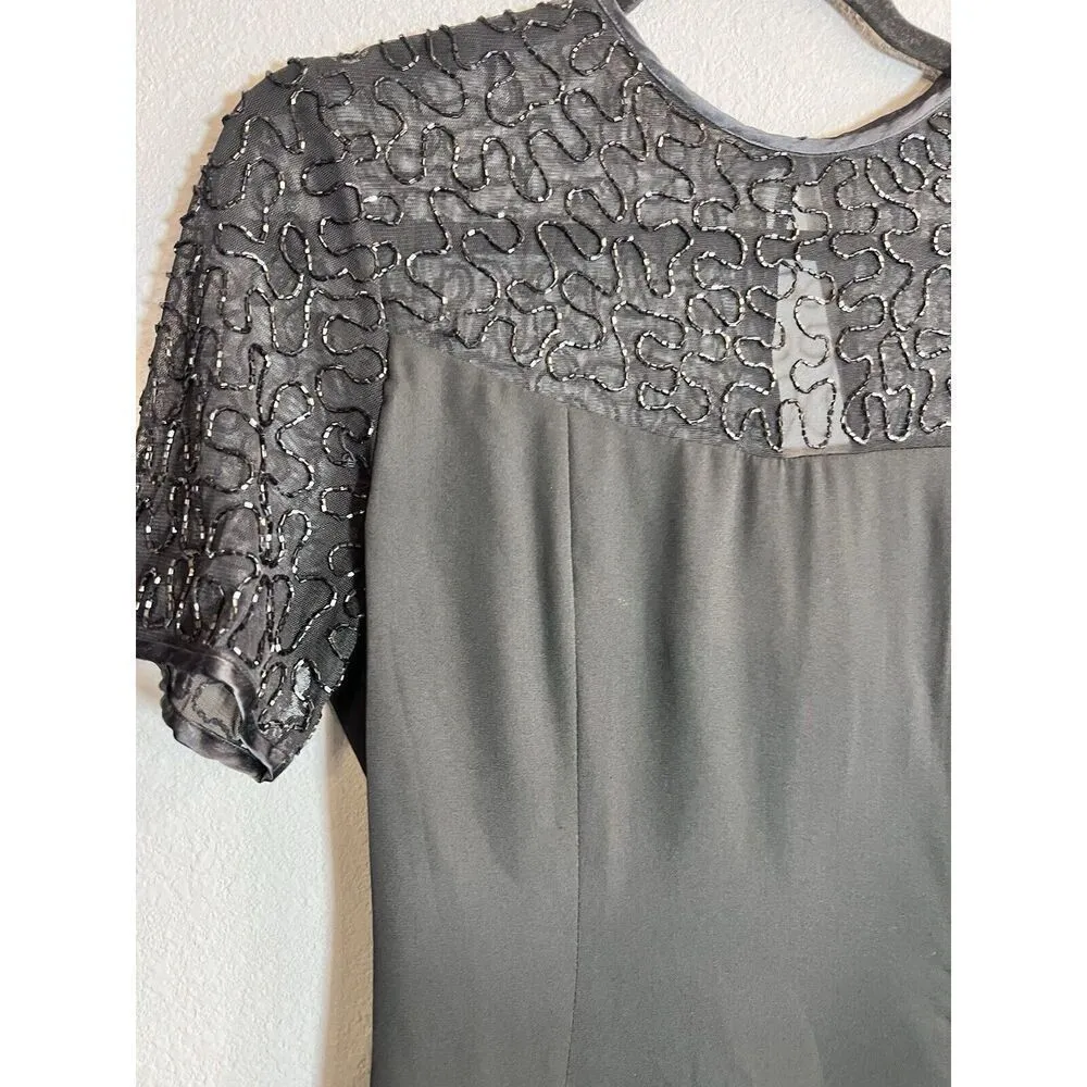 Laurence Kazar Womens vintage short sleeve beaded Formal dress, Size Medium - Image 2