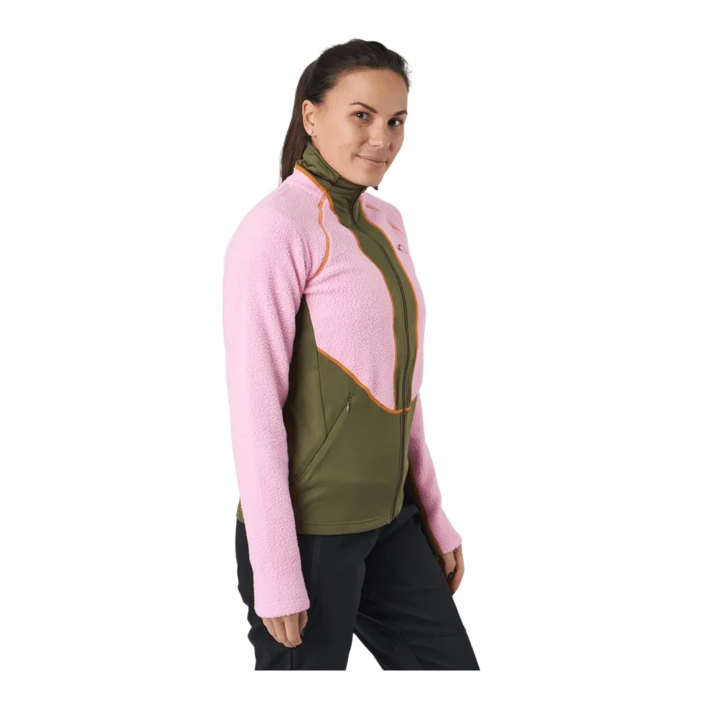 KARI TRAA Ragnhild Full Zip Midlayer Jacket – Size S, Prism Pink / Olive - Image 2