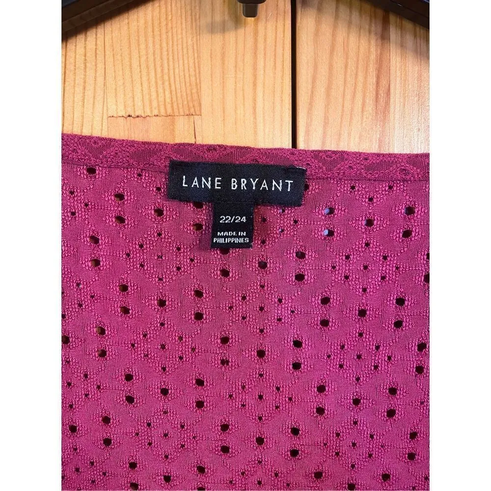 Lane Bryant Top 22/24  Eyelet Lace Peplum Long Sleeve Casual Blouse (1885) - Image 3