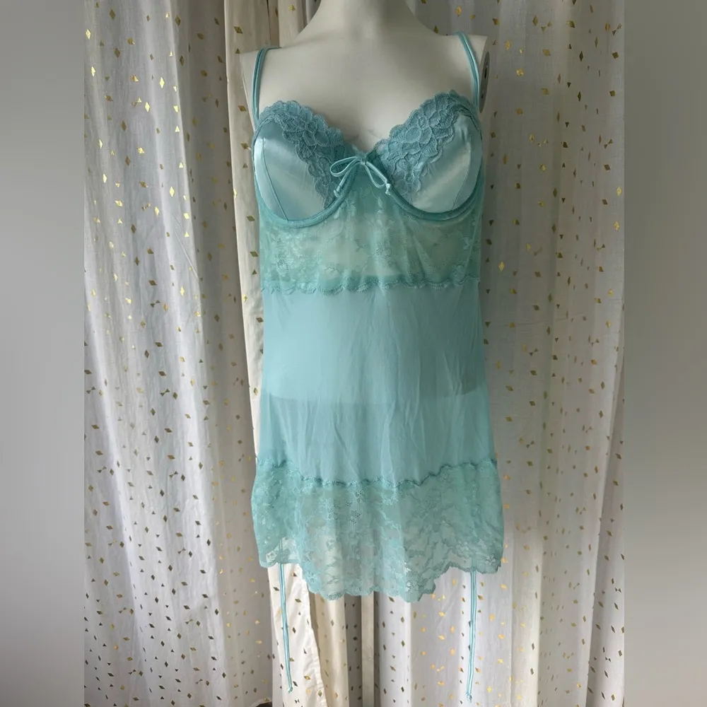 Hillard & Hanson Intimate Lace Netting Bra Teddi BabyDoll Lingerie Nighty Size L - Image 2