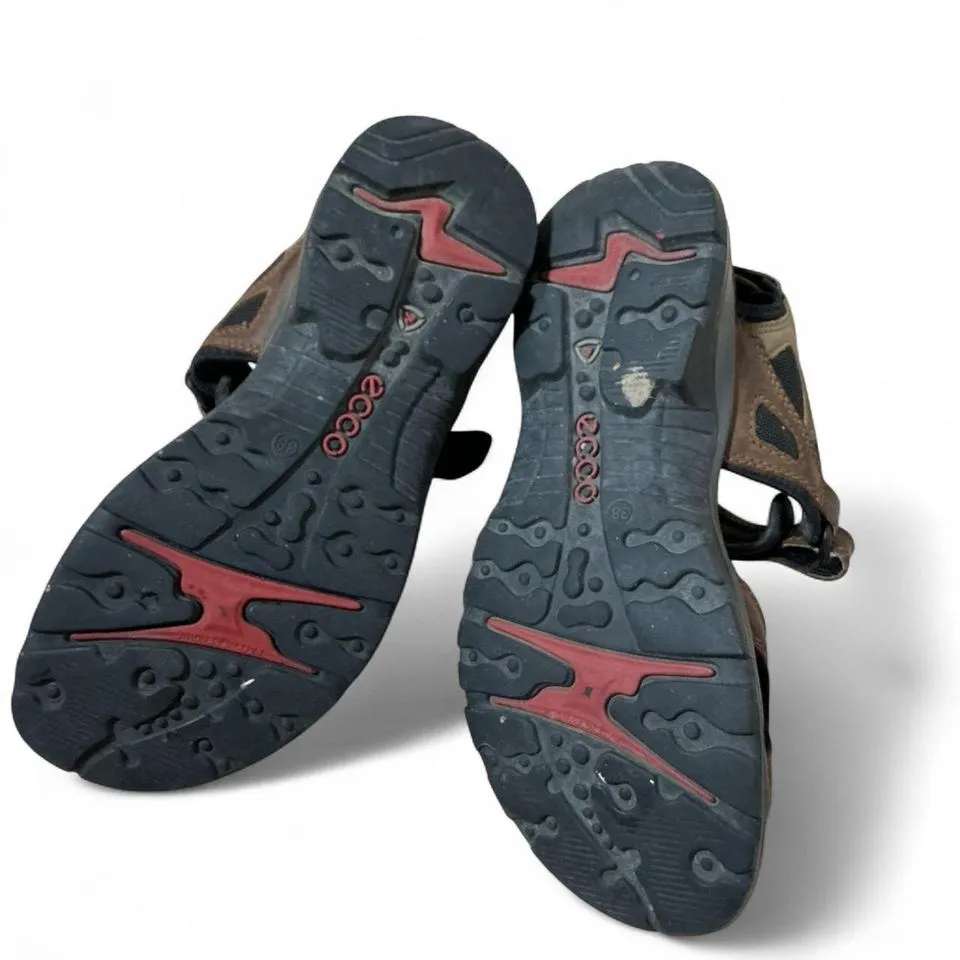 Ecco Brown Leather Adjustable‎ Strap Walking Sandals Size 38 - Image 2