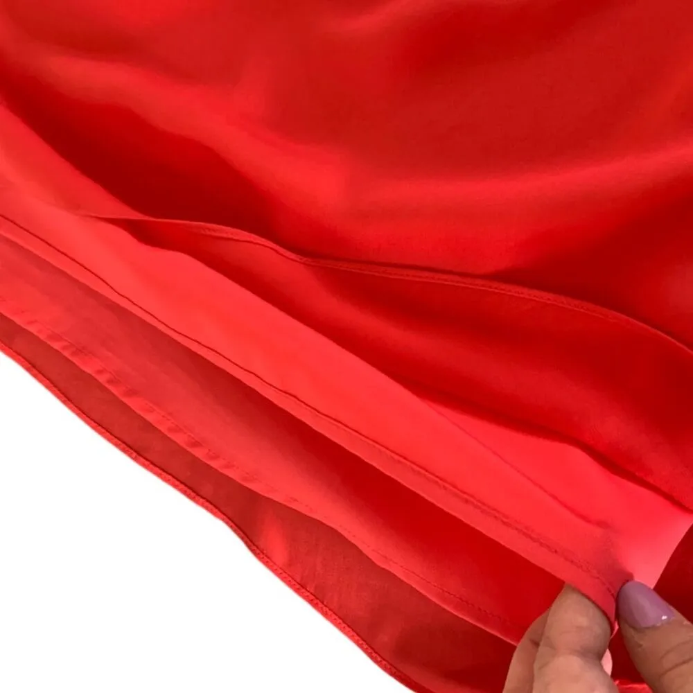 Halston Heritage Twist Front Boat Neck Drape Short Sleeve Dress Coral Red Small - Image 7