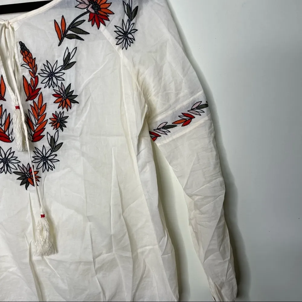 Tory Burch Floral Embroidered Peasant Blouse size 4 - Image 6