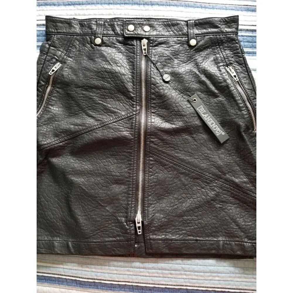 BLANKNYC Black Faux Pebbled Leather Moto Mini Skirt (Sweet Talker) Womens Sz 27 - Image 3