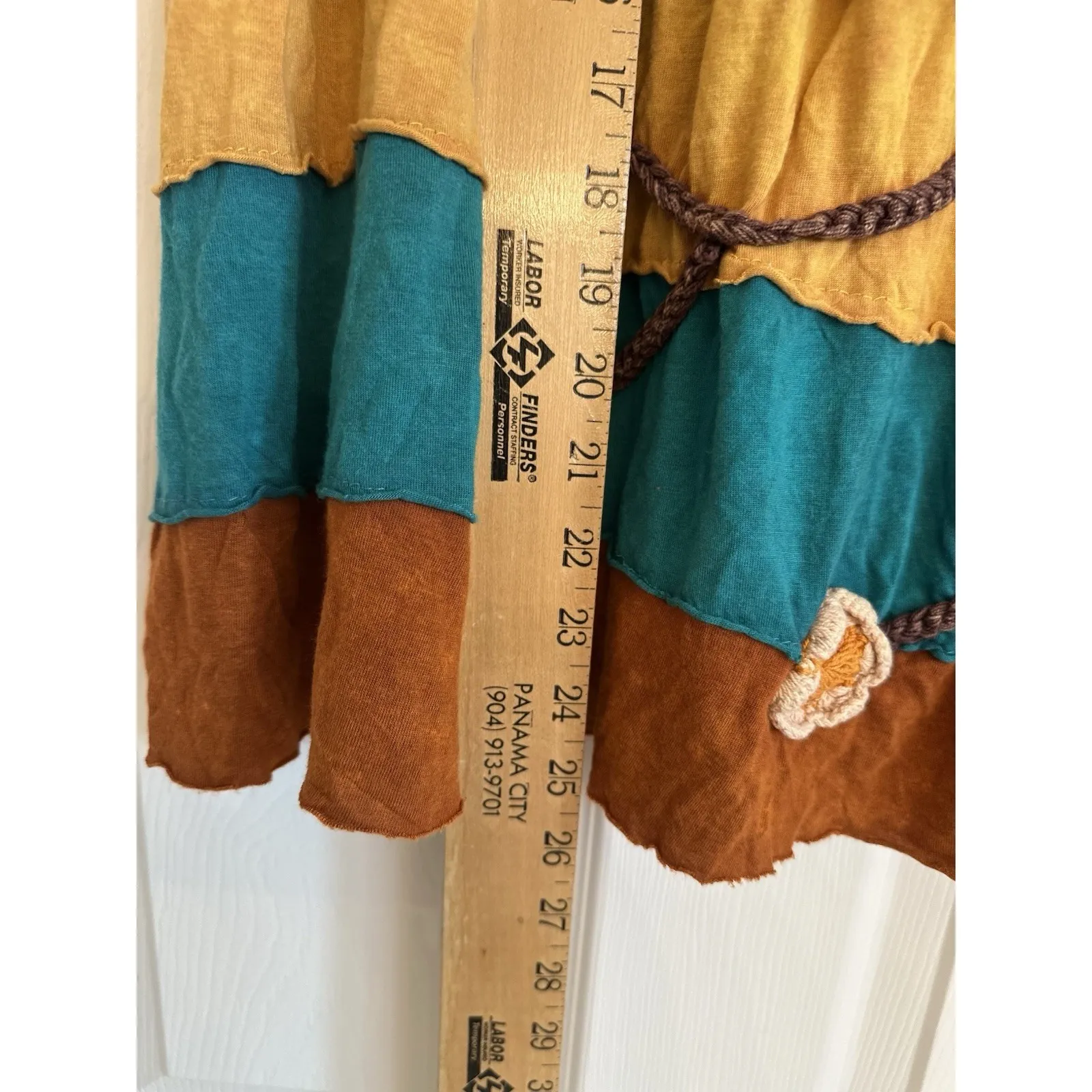 Riding International Boho Tiered Skirt Women's Sz M Flower Appliques Festival Size M - Image 2