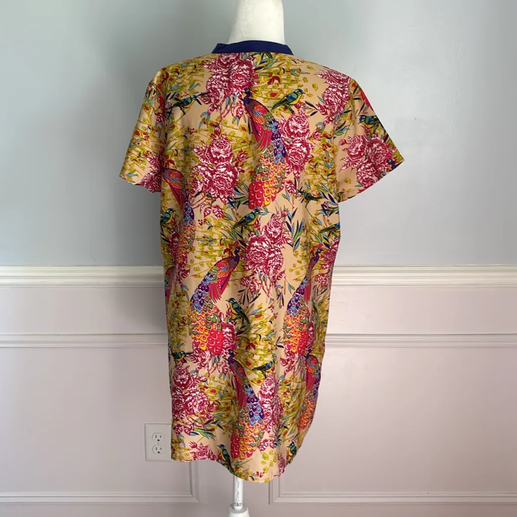 Alberto Makali Multicolor Bird Floral Patterned Shift Dress/Tunic XL Boho - Image 6