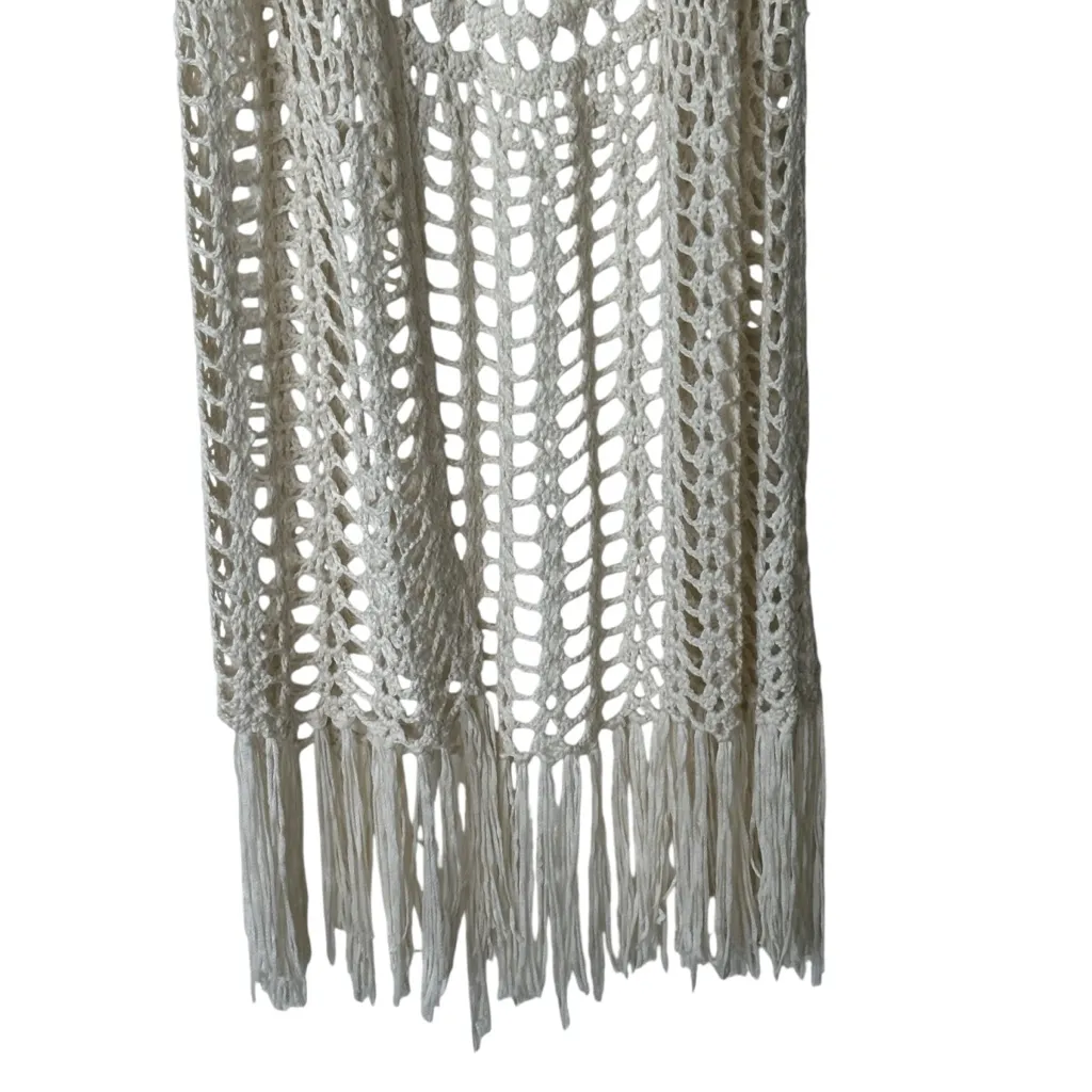 Umgee Crochet Fringe Ivory cardigan sweater size L - Image 8