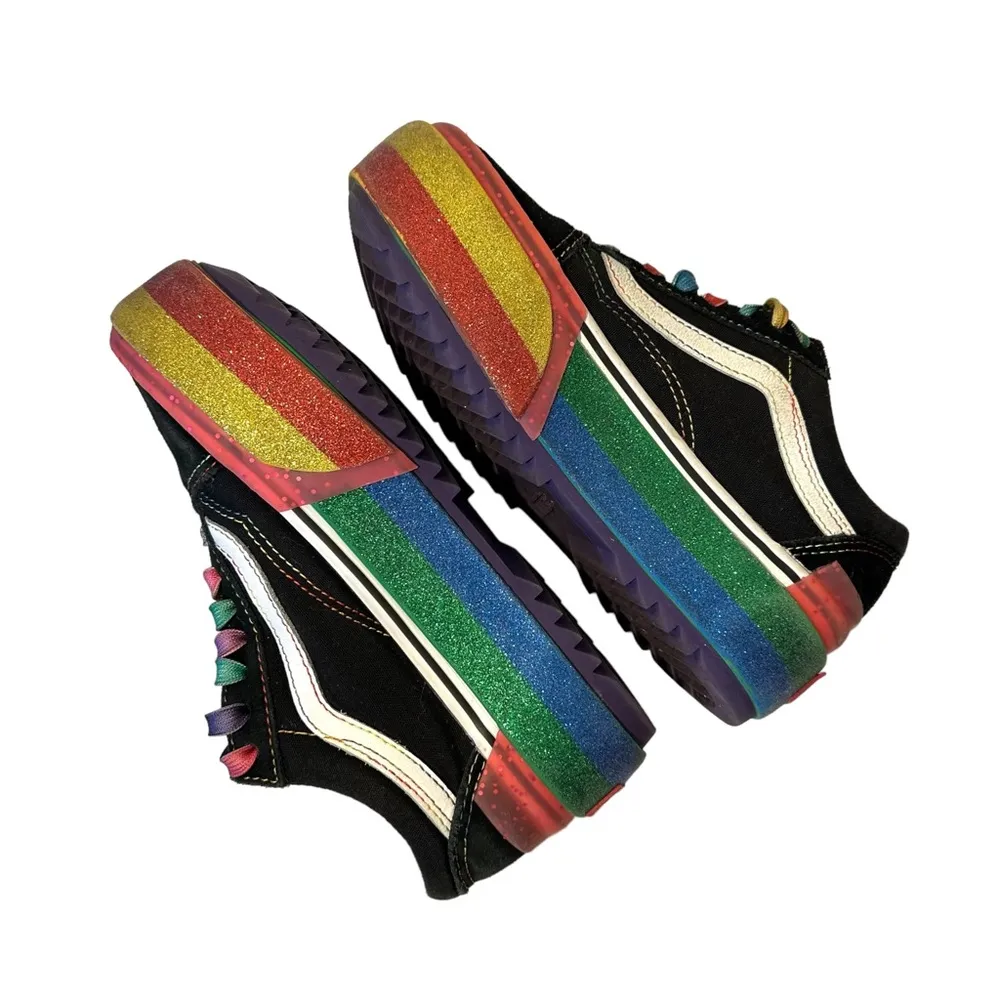 Vans Old Skool Stacked Glitter Rainbow Platform Men's Size 4 Women's Size 5.5 - Image 7