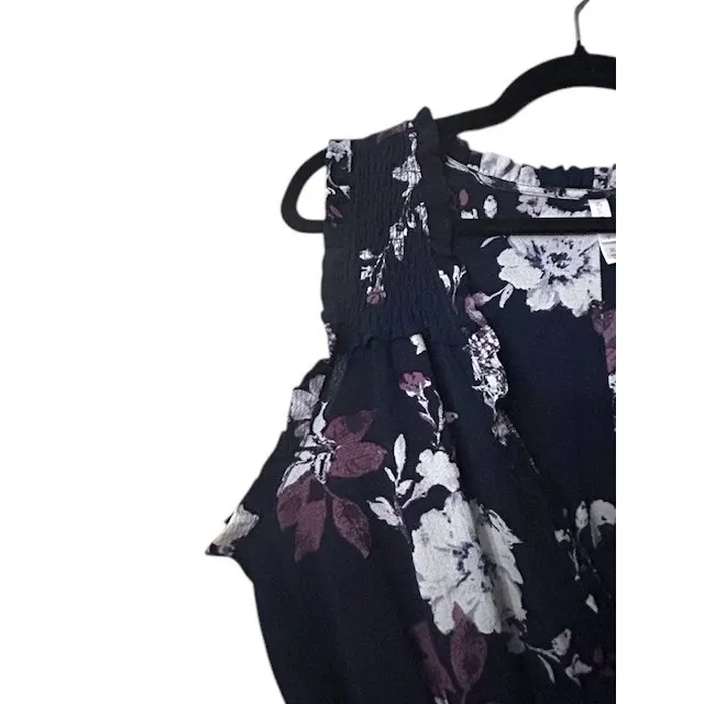 Women's Black Floral Print Jumpsuit XL Sleeveless Cropped Lightweight Romantic - Image 11