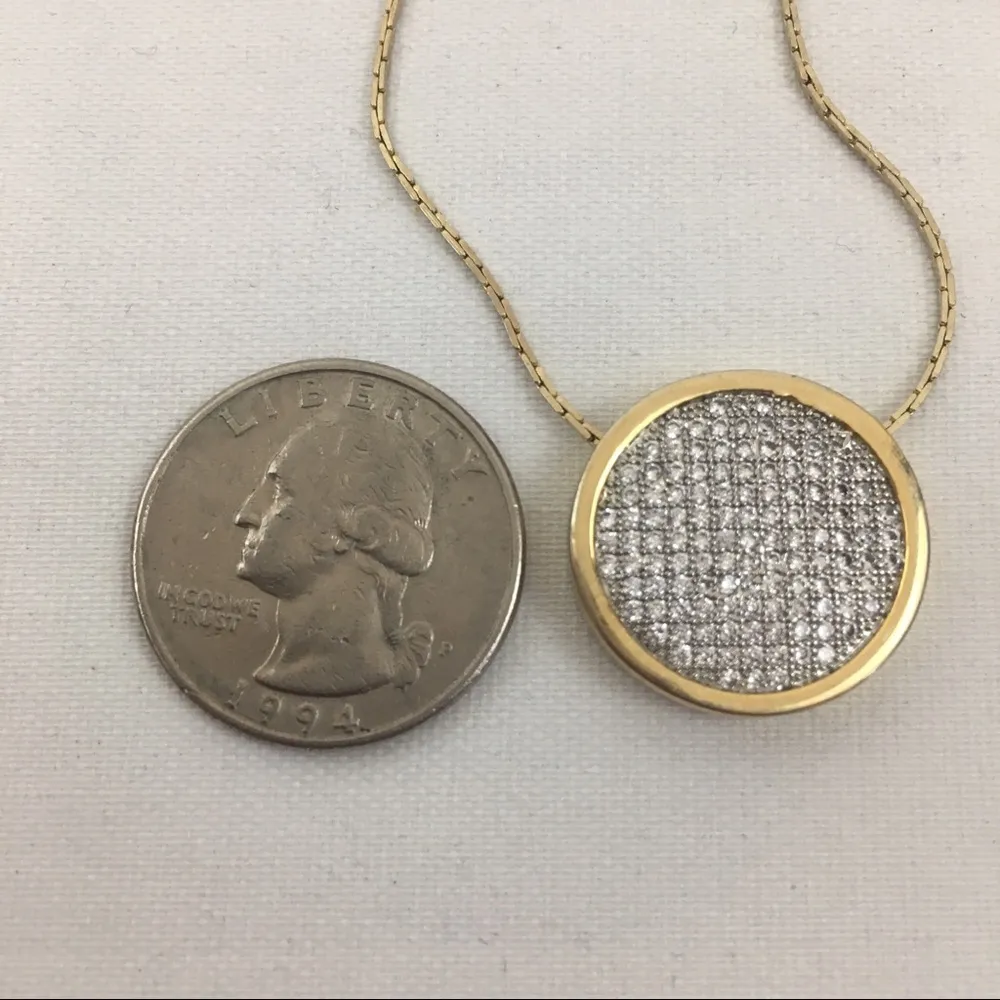 Paved Stone Pendant Necklace Gold - Image 2