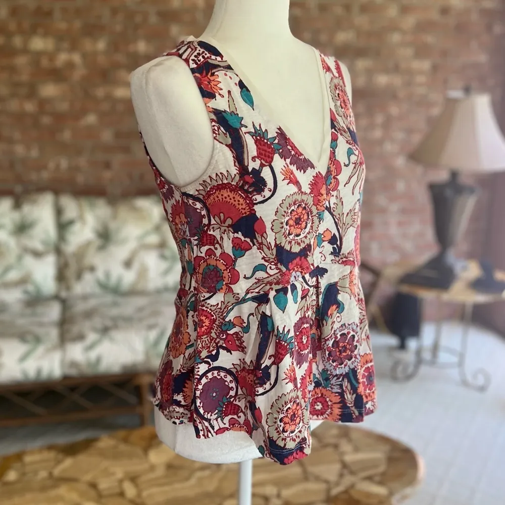 Deletta Anthropologie Amalia Floral Peplum Knit Top S - Image 11