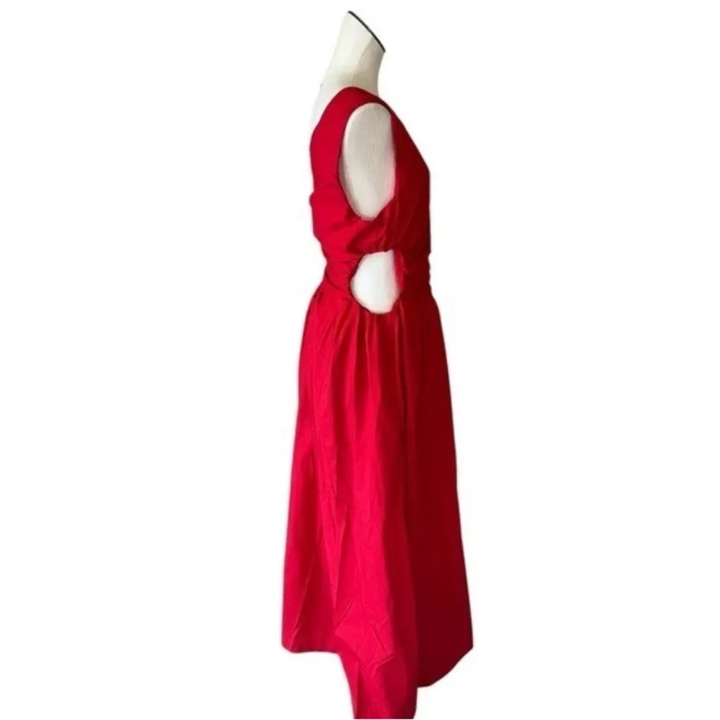 NEW NWOT Abercrombie & Fitch One Shoulder CutoutMaxi Dress Red Floral Sz L - Image 11