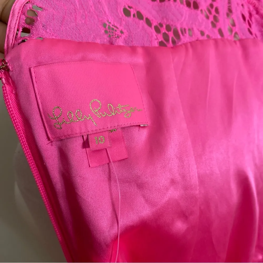 Lilly Pulitzer Allyson Pink Tropics Floral Vines Lace Dress - Image 4